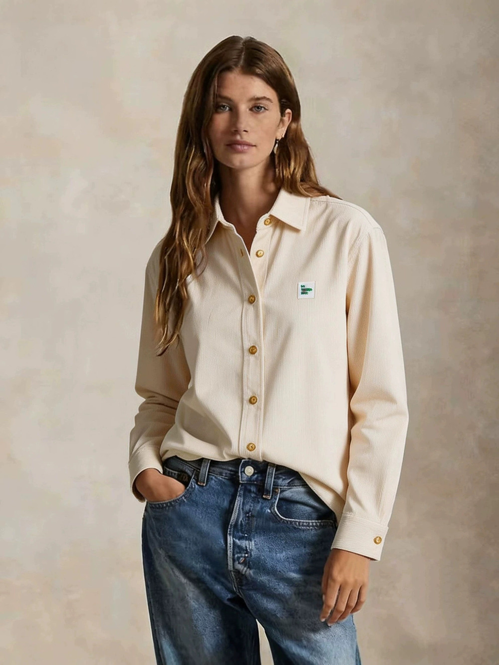 ZARA Fall Elegant Loose Straight Versatile Lapel Long Sleeve Blouse Apricot